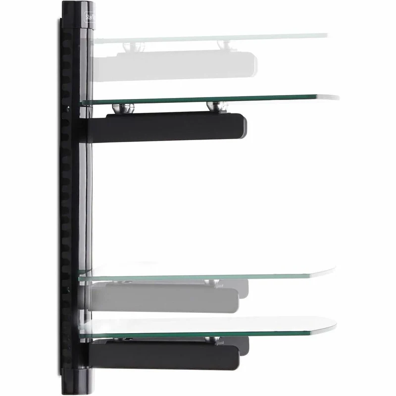 StarTech.com Étagères AV murales flottantes doubles, étagère réglable en hauteur pour équipement audiovisuel sous téléviseur, étagères en verre trempé noir 2B-WALL-MOUNT-SHELF