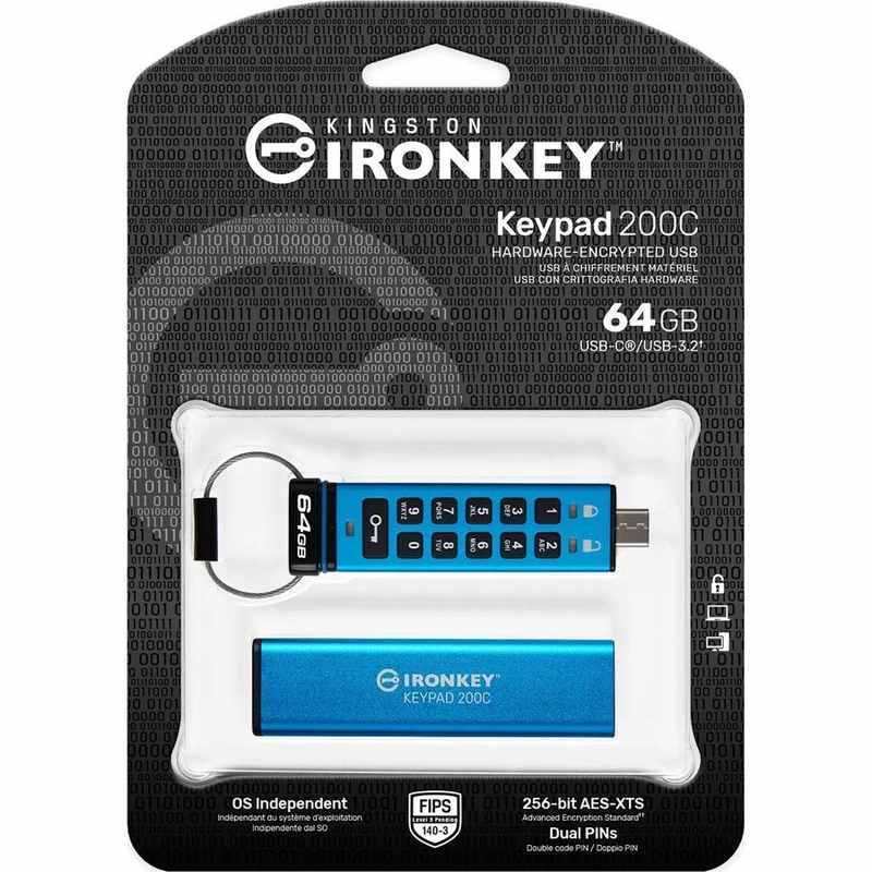 Clé USB 200 (Gen 64) Type C IronKey Keypad 3.2 1 Go IKKP200C/64 Go
