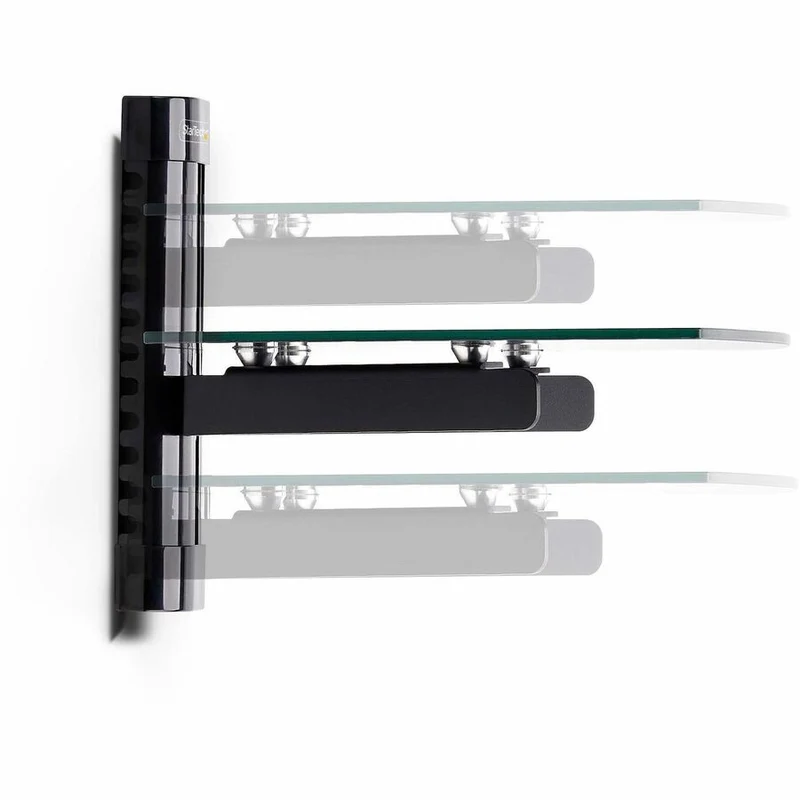 StarTech.com Étagère murale flottante AV, étagère réglable en hauteur pour équipement audiovisuel sous téléviseur, étagère en verre trempé noir 1B-WALL-MOUNT-SHELF