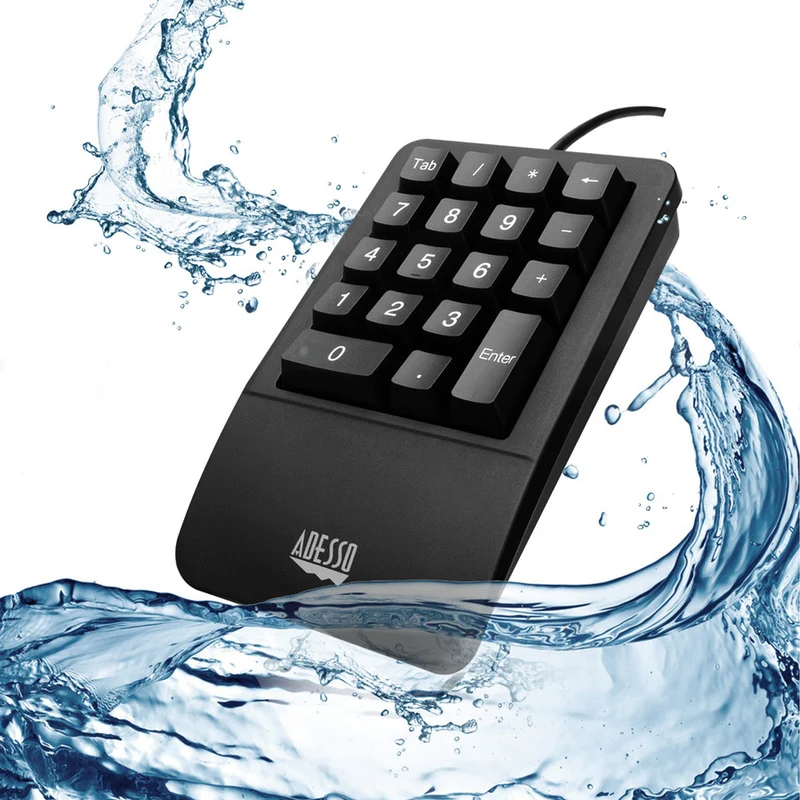 Clavier numérique étanche antimicrobien Adesso avec support repose-poignet AKB-618UB