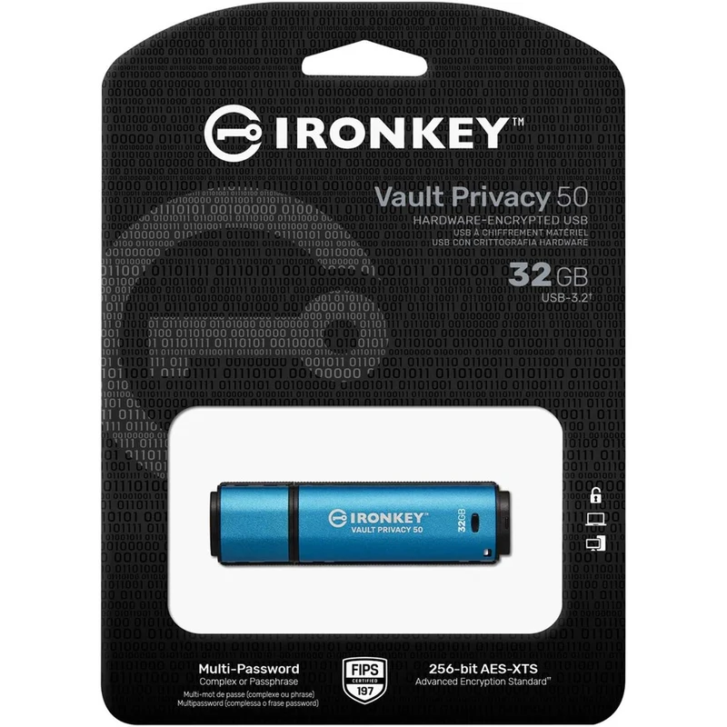 Clé USB 50 (Gen 32) Type A IronKey Vault Privacy 3.2 Series 1 Go IKVP50/32 Go