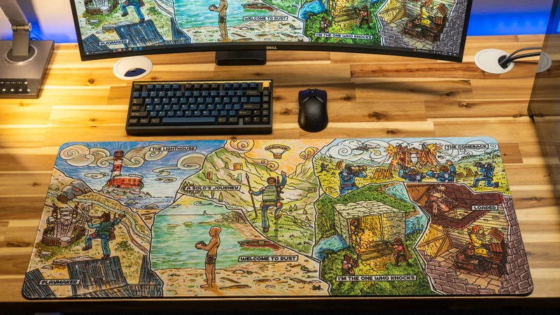 "Fragments from the Past" — Rust Deskmat