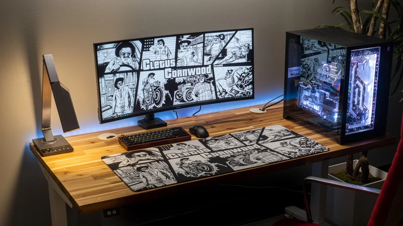 "Cletus Cornwood B&W" — EsfandTV Deskmat