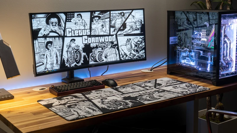 "Cletus Cornwood B&W" — EsfandTV Deskmat
