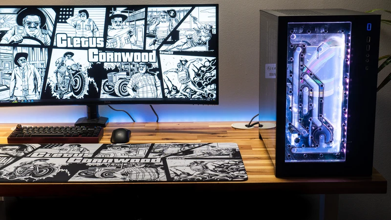 "Cletus Cornwood B&W" — EsfandTV Deskmat