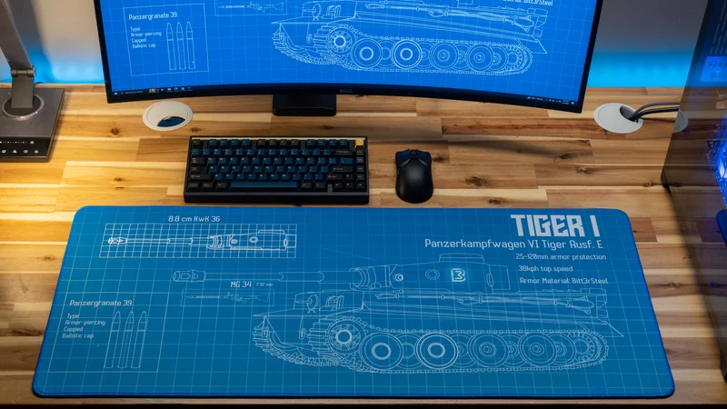 "Wunderwaffe - Blue" — Bitt3rSteel Deskmat