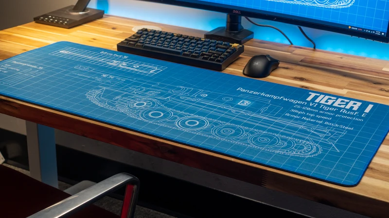 "Wunderwaffe - Blue" — Bitt3rSteel Deskmat
