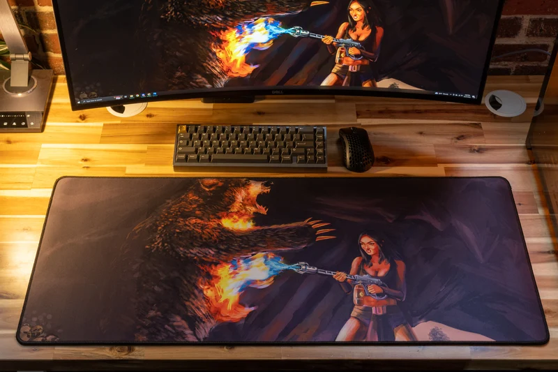 "Flamethrower Queen" — Rust Deskmat