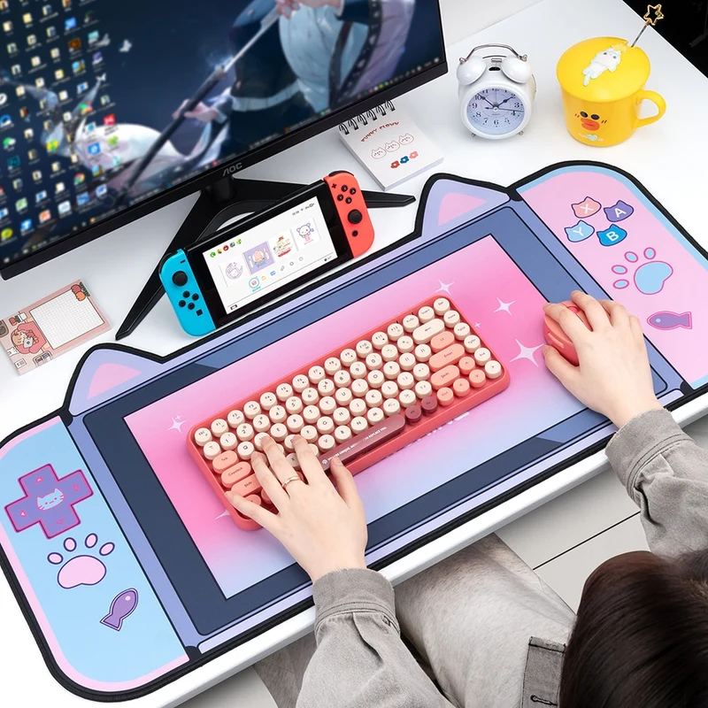 Tapis de souris XXL Kawaii console chat