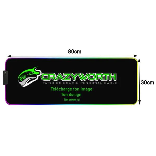 Tapis de Souris Personnalisable RGB 80x30 cm