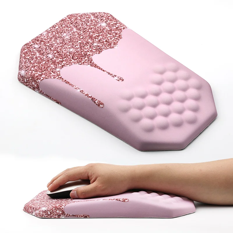 Tapis de Souris Ergonomique - Rose Paillette