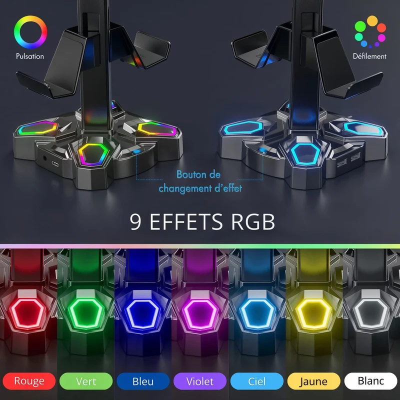 🎧 Support de casque & manettes RGB
