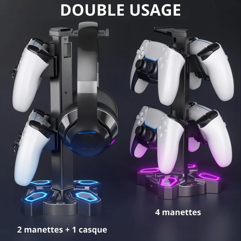 🎧 Support de casque & manettes RGB