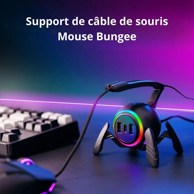 🕷️ Support de câble de souris | Mouse Bungee – RGB & USB