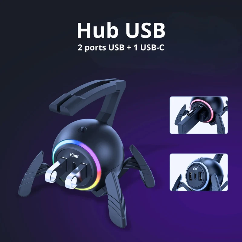 🕷️ Support de câble de souris | Mouse Bungee – RGB & USB