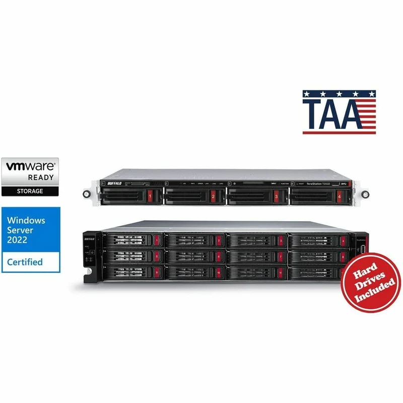 BUFFALO TeraStation 51220 Stockage NAS en rack professionnel à 12 baies de 32 To (4 x 8 To) Disques durs inclus TS51220RH3204