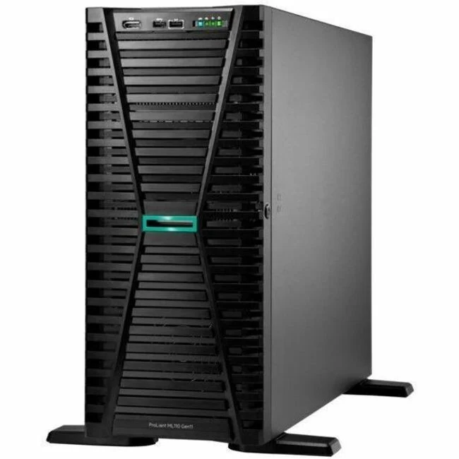 Serveur tour HPE ProLiant ML110 G11 4.5U - 1 x Intel Xeon Silver 4410Y 2 GHz - 32 Go de RAM - 960 Go de SSD - (2 x 480 Go) Configuration SSD - Contrôleur Serial ATA, Serial Attached SCSI (SAS) P69303-005