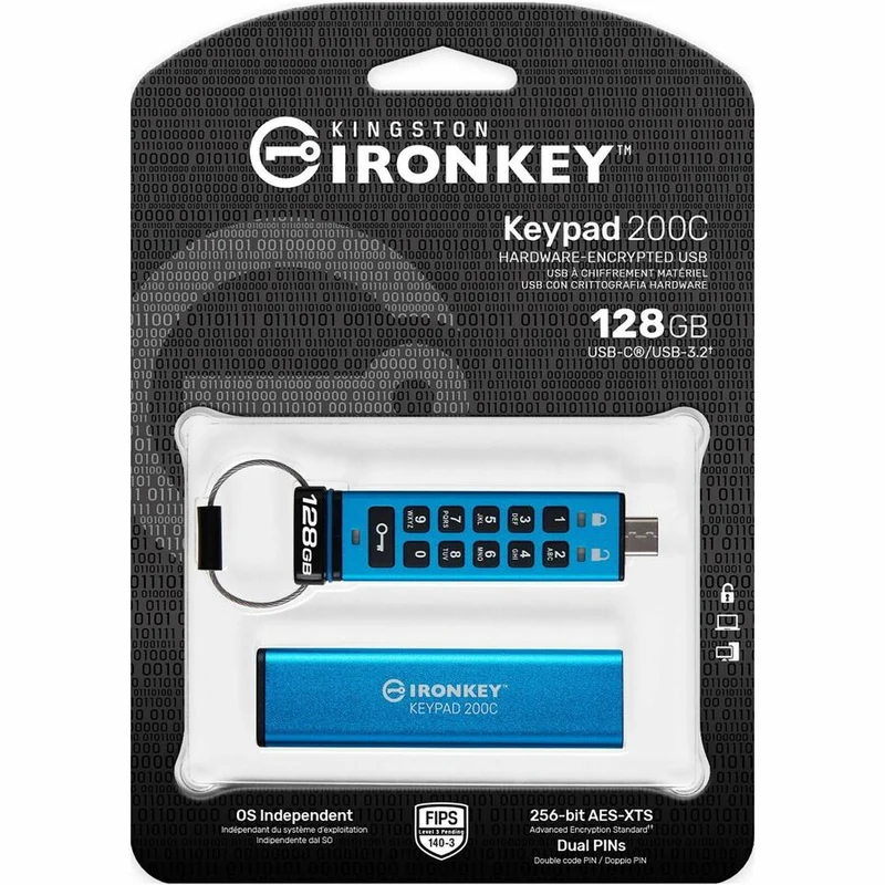 Clé USB 200 (Gen 128) Type C IronKey Keypad 3.2 1 Go IKKP200C/128 Go