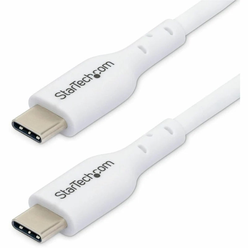 StarTech.com Câble de charge USB-C blanc de 2 m (6.6 pi), cordon de chargeur USB 2.0 Type-C pour ordinateur portable, alimentation 60 W, gaine TPE, câble de transfert de données USB2CC2MNCWHE