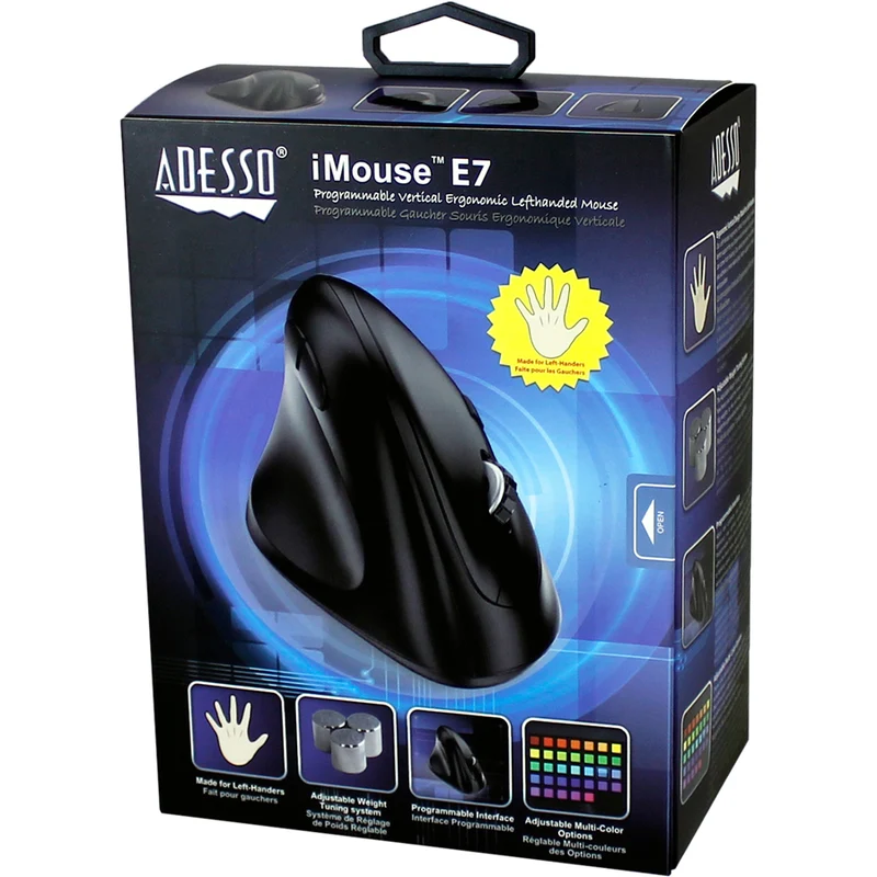 Souris ergonomique verticale pour gaucher conforme Adesso TAA IMOUSEE7-TAA