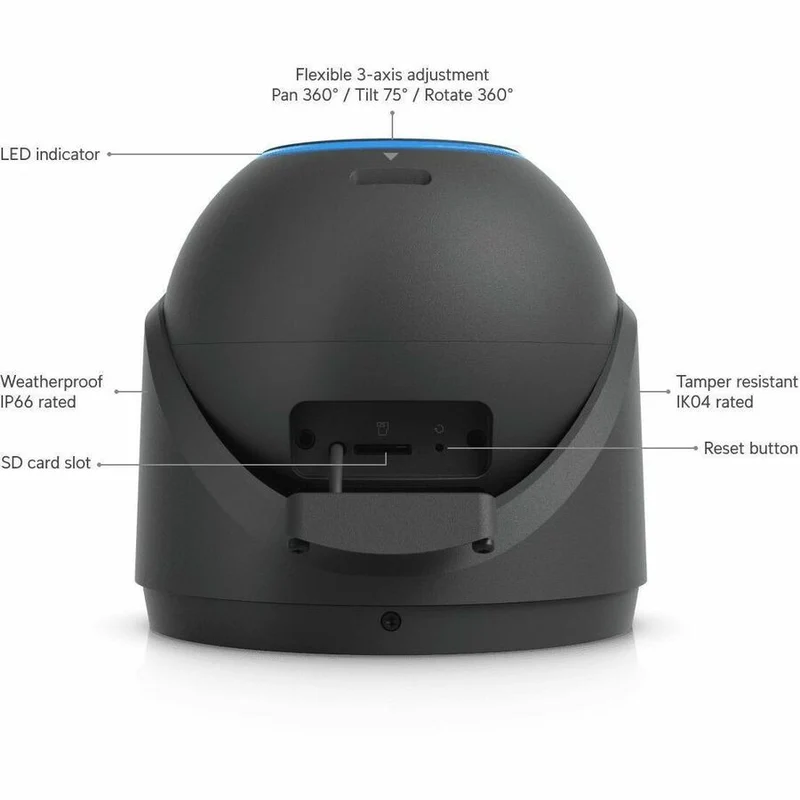 Caméra réseau Ubiquiti G6 Pro 8 mégapixels 4K - Couleur - Tourelle - Noire UVC-G6-PRO-TURRET-B