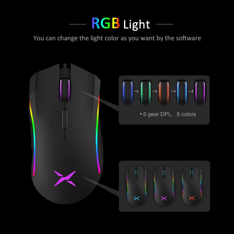 Delux M625 RGB Backlight FPS Gaming Mouse
