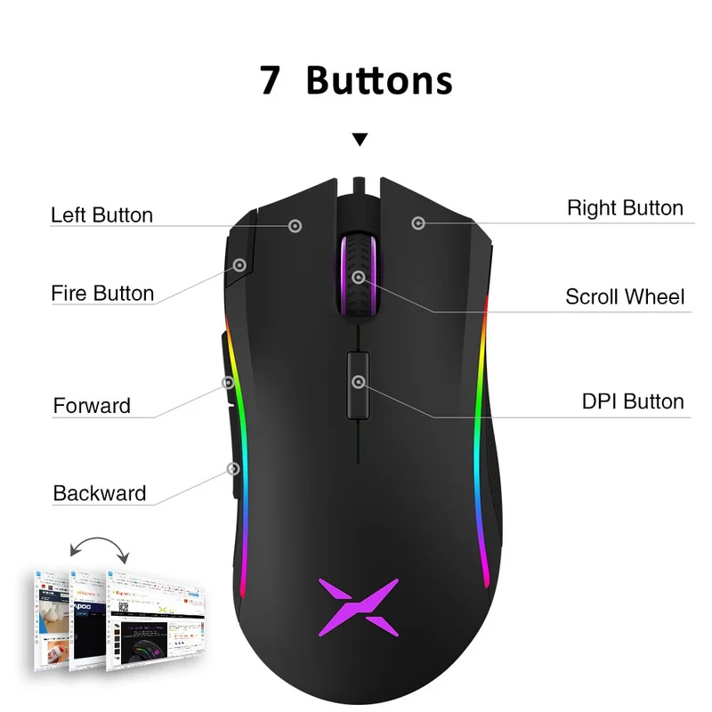 Delux M625 RGB Backlight FPS Gaming Mouse