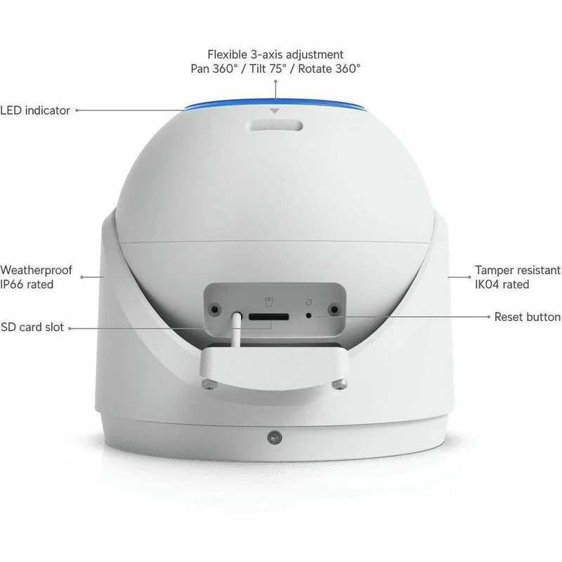 Caméra réseau Ubiquiti G6 Pro 8 mégapixels 4K - Couleur - Tourelle - Blanche UVC-G6-PRO-TURRET-W