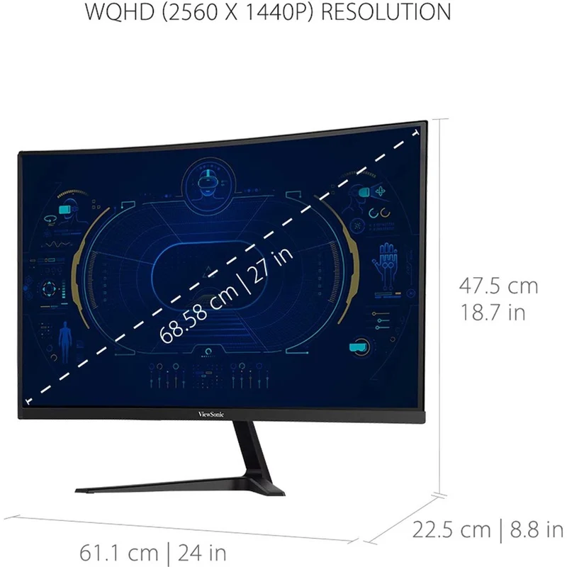 Moniteur LED incurvé ViewSonic OMNI VX2718-2KPC-MHD 27 pouces (68,6 cm) WQHD - Format 16:9 - Noir VX2718-2KPC-MHD