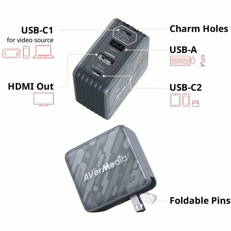 Dispositif de charge/transmission vidéo AVerMedia Core Go GC313 GC313 (Noir)