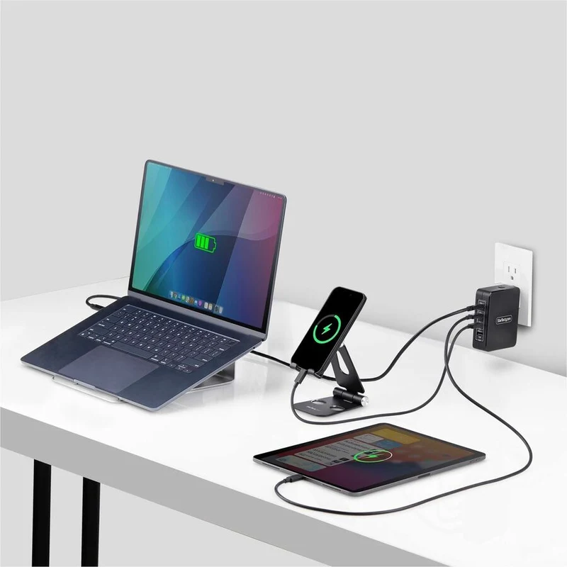 Chargeur mural USB-C 140 W StarTech.com, 3 ports USB-C/1 port USB-A, adaptateur secteur portable GaN PD 3.1 pour MacBook Pro/Max/Dell XPS/Inspiron/Precision 3114GCN-WALL-CHARGER