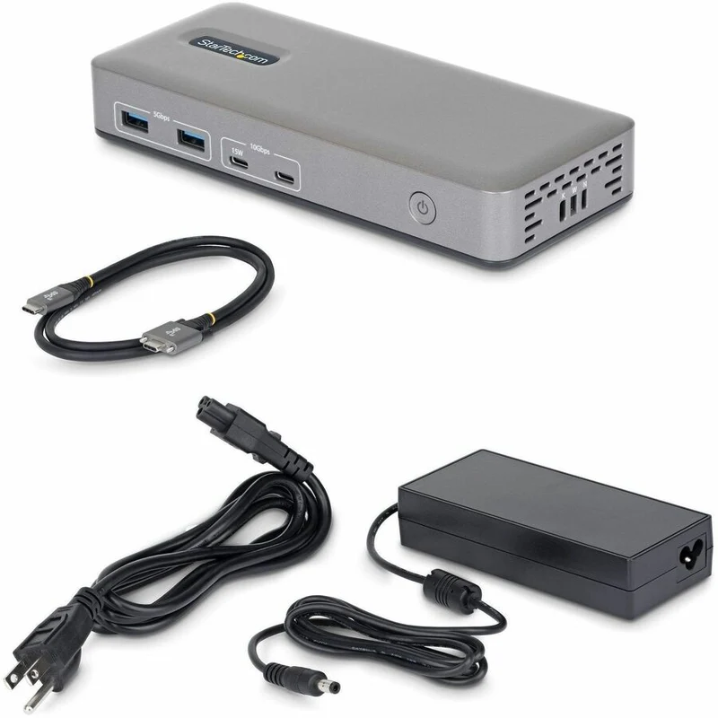 Station d'accueil StarTech double écran USB-C, HDMI, 4K 60 Hz, charge rapide pour ordinateur portable 100 W, 1 GbE, sans pilote, station d'accueil multi-écrans 196N-USBC-DOCK