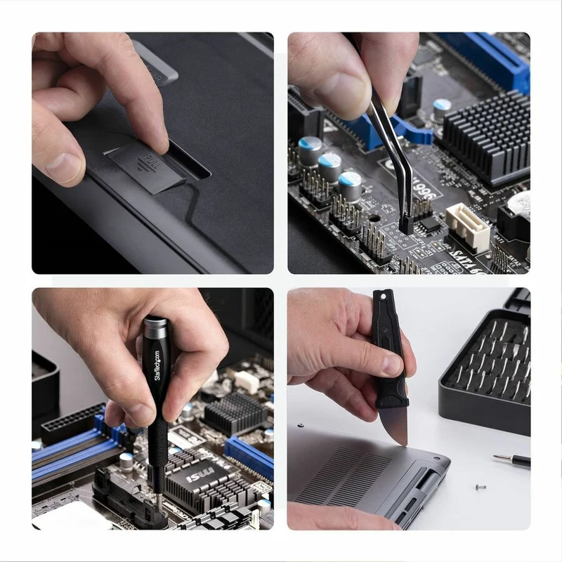 Kit d'outils de réparation informatique StarTech.com 40 pièces pour ordinateur portable/PC/appareils électroniques/téléphone, jeu de tournevis de précision 30 embouts, plateau magnétique/outils de levier LAPTOP-TOOL-KIT