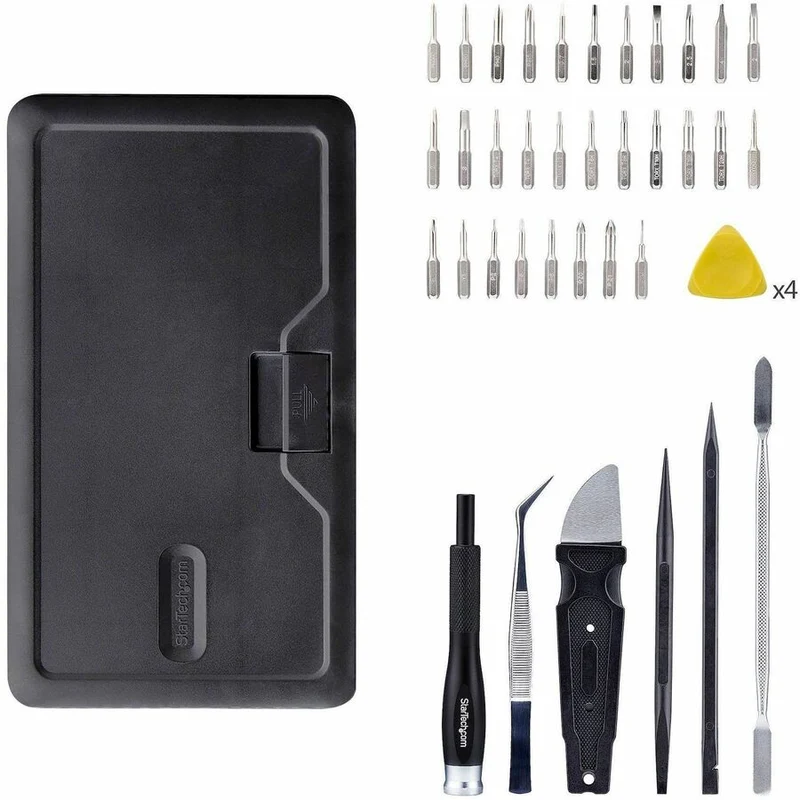 Kit d'outils de réparation informatique StarTech.com 40 pièces pour ordinateur portable/PC/appareils électroniques/téléphone, jeu de tournevis de précision 30 embouts, plateau magnétique/outils de levier LAPTOP-TOOL-KIT