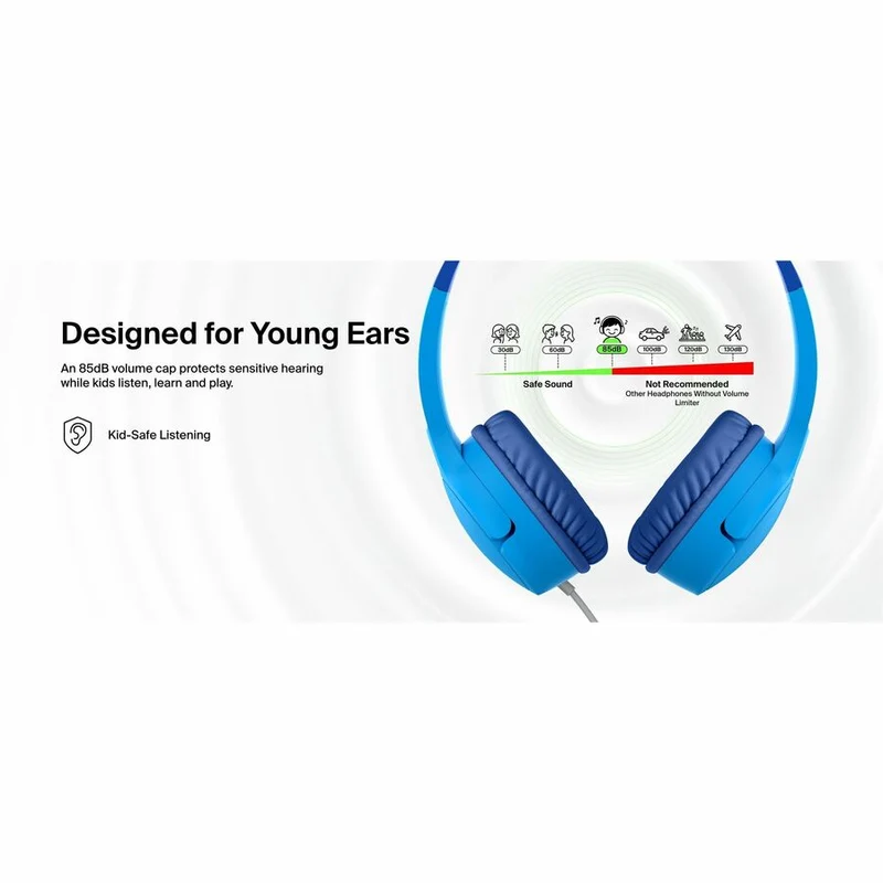 Casque audio filaire supra-auriculaire Belkin SoundForm Mini pour enfants AUD010FQBL