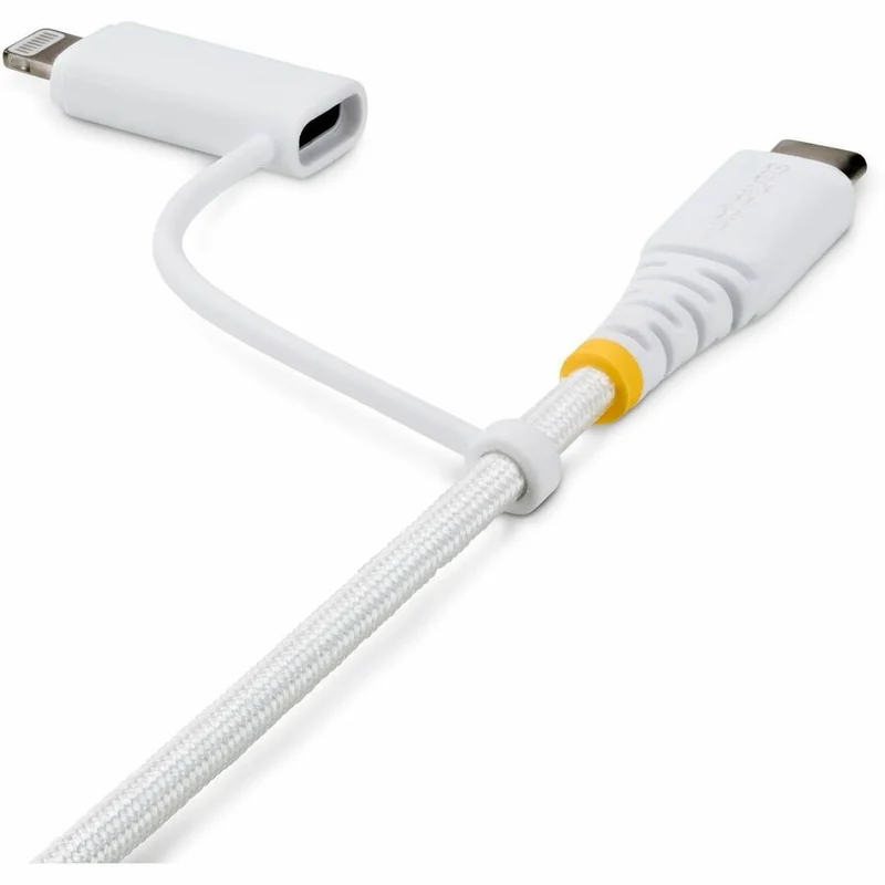 Câble de charge USB-C robuste StarTech 2-en-1 de 1 m (3.3 pi) avec adaptateur Lightning, 30 W/60 W, certifié Apple MFi, câble de charge USB-C tressé 1M-U2-LNTC-CABLE