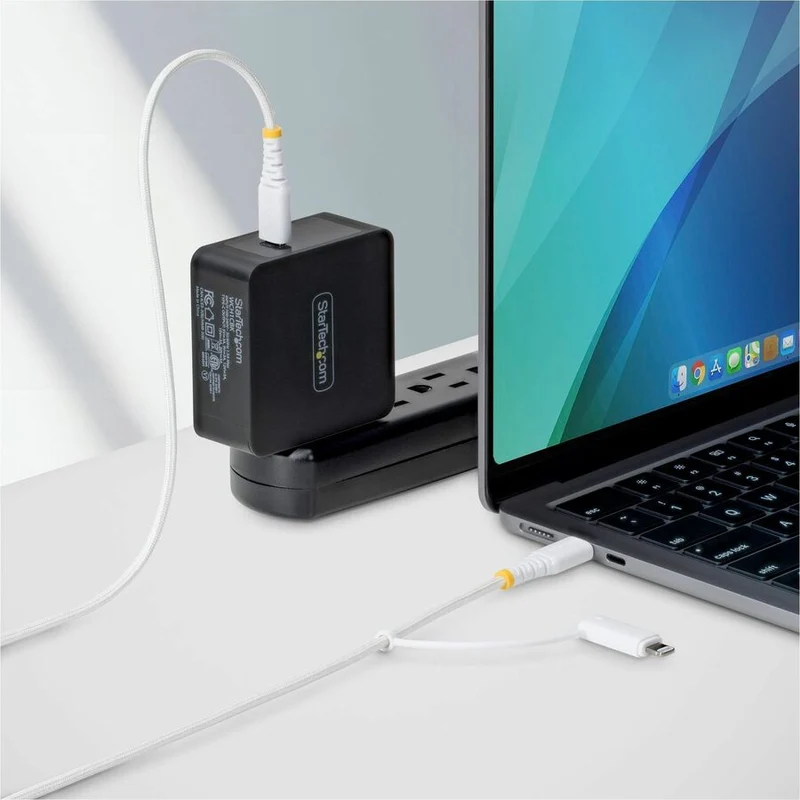 Câble de charge USB-C robuste StarTech 2-en-1 de 1 m (3.3 pi) avec adaptateur Lightning, 30 W/60 W, certifié Apple MFi, câble de charge USB-C tressé 1M-U2-LNTC-CABLE