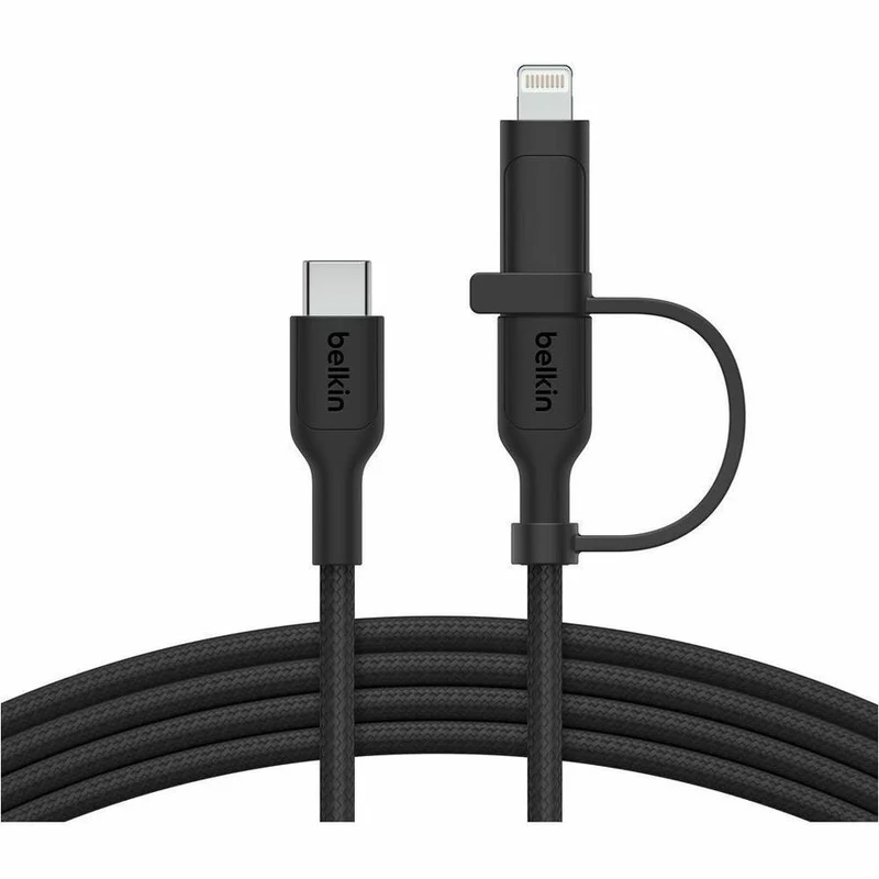Câble Belkin BoostCharge Pro 2-en-1 avec connecteurs USB-C et Lightning CAC003fq1.5MBK