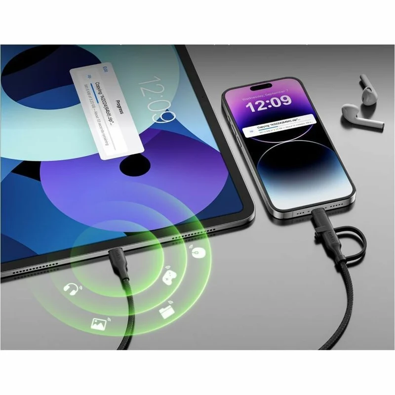 Câble Belkin BoostCharge Pro 2-en-1 avec connecteurs USB-C et Lightning CAC003fq1.5MBK