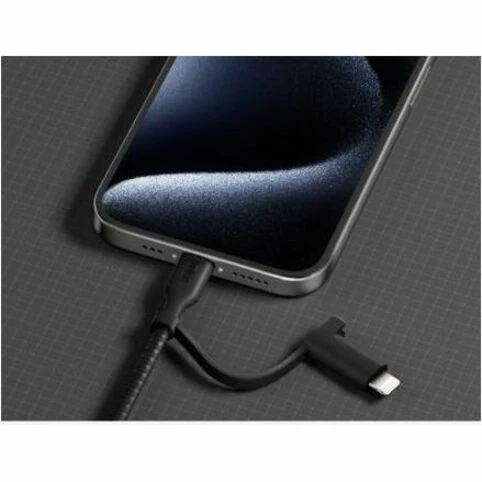 Câble Belkin BoostCharge Pro 2-en-1 avec connecteurs USB-C et Lightning CAC003fq1.5MBK