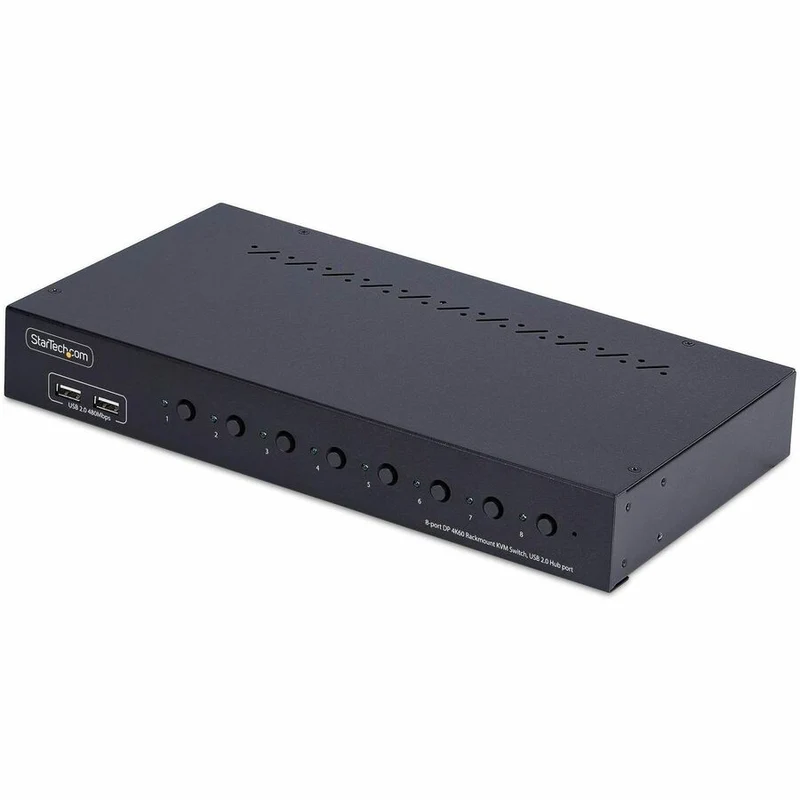 Commutateur KVM DisplayPort 8 ports StarTech.com avec kit de montage en rack 1U, 4K 60 Hz DP 1.2, commutation par bouton-poussoir et raccourci clavier, conforme à la norme TAA R8AD122-KVM-SWITCH