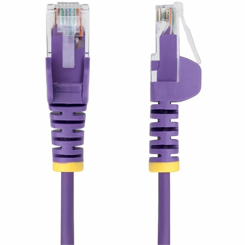 Câble Ethernet StarTech CAT9 fin violet de 15 cm (6 po), connecteur RJ45 fin et anti-accrochage, UTP, LSZH, cuivre nu 28 AWG, cordon de brassage réseau fin N6PAT9INPLS