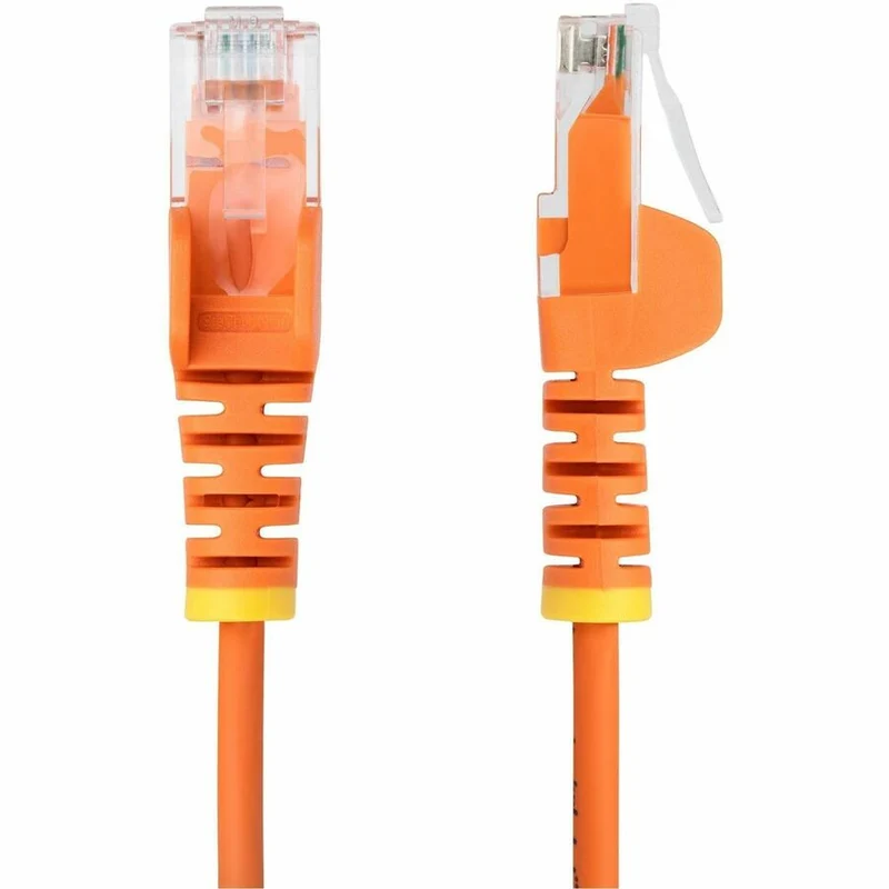 Câble Ethernet StarTech CAT6 fin orange 23 cm (9 po), connecteur RJ45 fin et anti-accrochage, UTP, LSZH, cuivre nu 28 AWG, cordon de brassage réseau fin N6PAT9INORS