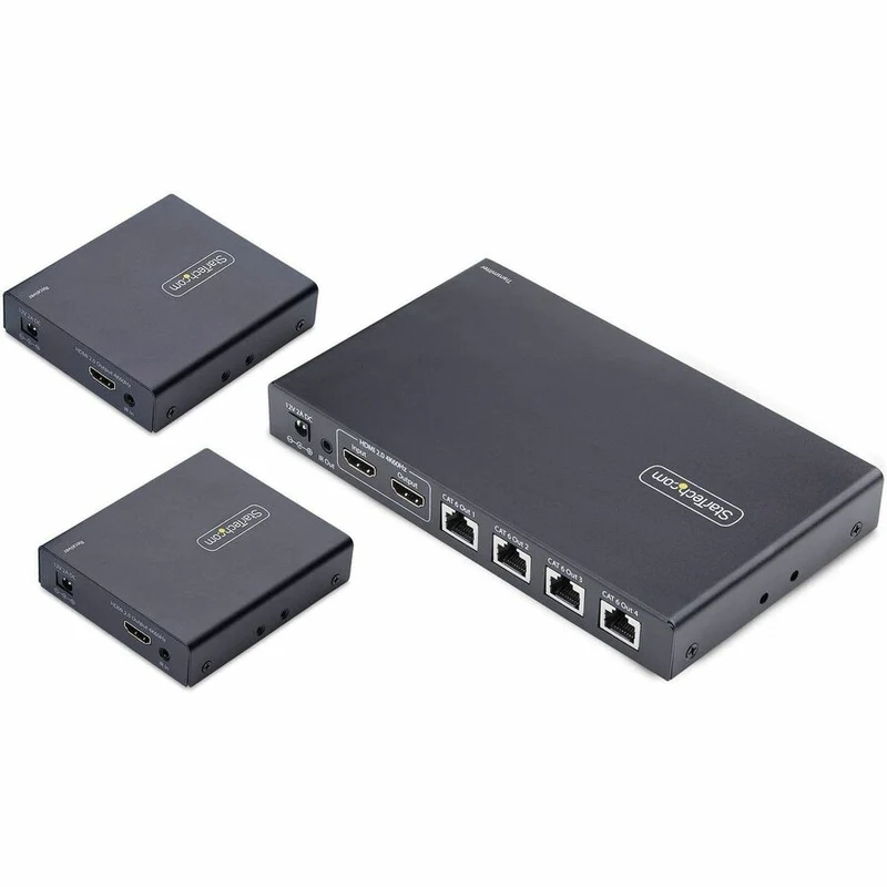StarTech.com Extendeur et répartiteur HDMI 4 ports sur CAT6, 4K 60 Hz, portée jusqu'à 70 m (230 pi), kit de distribution HDMI sur Ethernet 1x4, 1 entrée 4 sorties 4K7014IC-EXTEND-HDMI