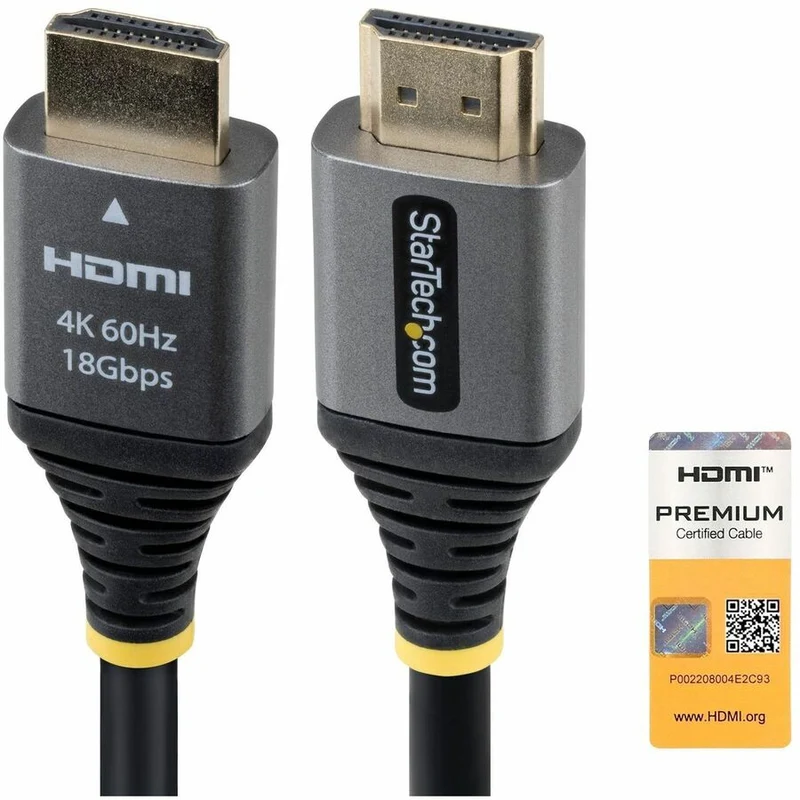 Câble HDMI haute vitesse certifié StarTech Premium de 1.5 m (5 pi), 4K 60 Hz/1440p 144 Hz, câble HDMI 2.0 haute flexibilité avec HDR10/ARC, 18 Gbit/s HDMMV5F
