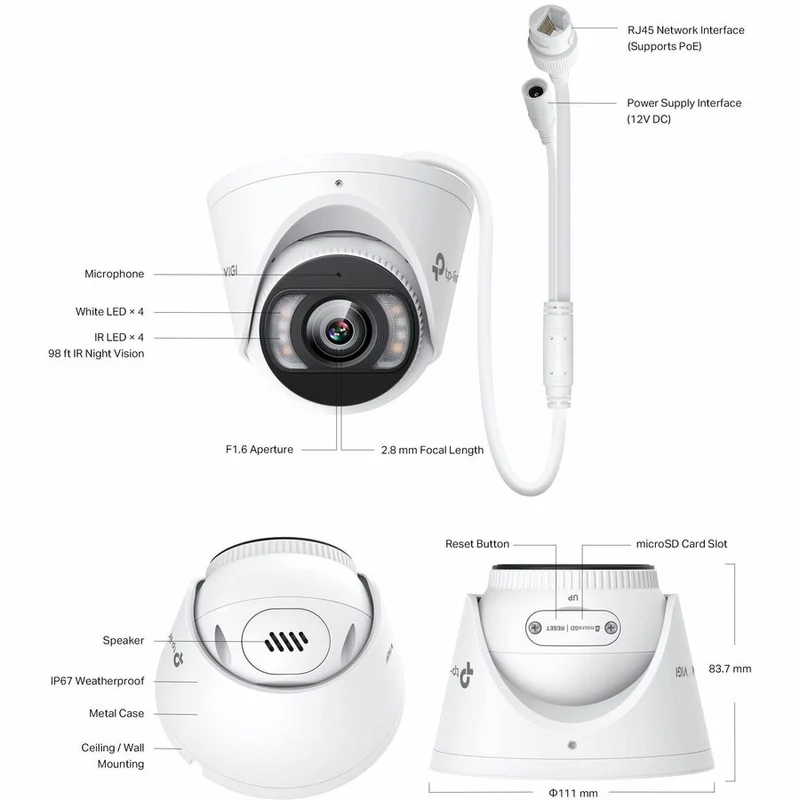 Caméra réseau TP-Link S485 8 mégapixels 4K - Couleur - Tourelle INSIGHT S485 (4 mm)