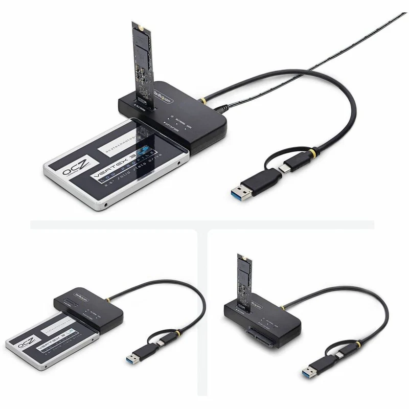 Adaptateur StarTech USB-C/USB-A vers M.2 NVMe et SATA 2.5/3.5 pouces, 10 Gbit/s, lecteur de disque dur SSD externe sans outil, connecteurs B+M/M, USB31CSAT3M2E