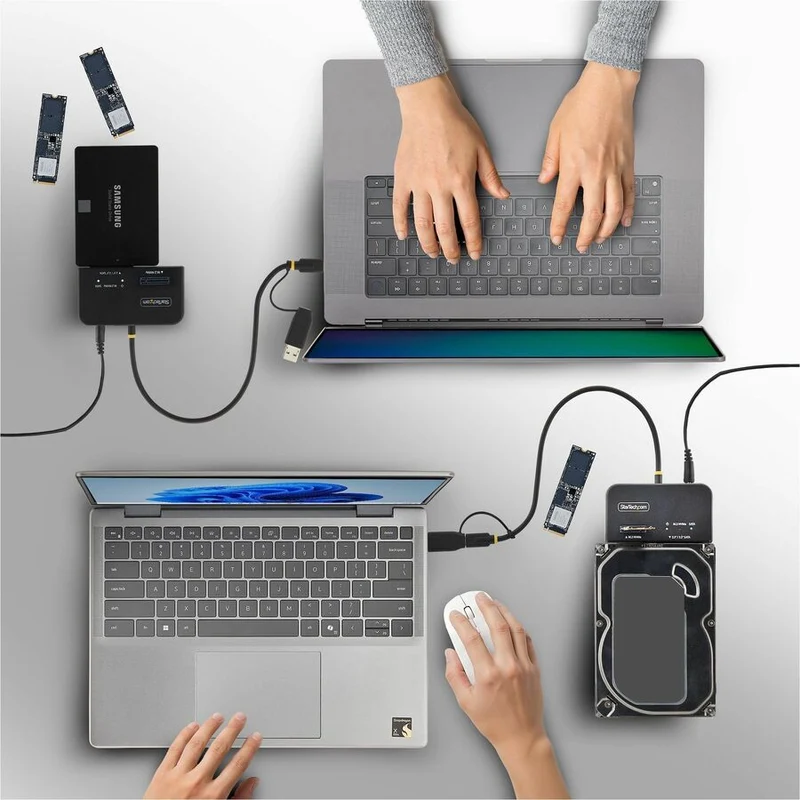 Adaptateur StarTech USB-C/USB-A vers M.2 NVMe et SATA 2.5/3.5 pouces, 10 Gbit/s, lecteur de disque dur SSD externe sans outil, connecteurs B+M/M, USB31CSAT3M2E
