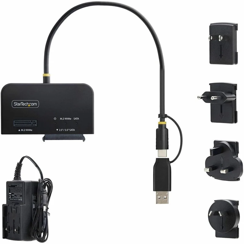Adaptateur StarTech USB-C/USB-A vers M.2 NVMe et SATA 2.5/3.5 pouces, 10 Gbit/s, lecteur de disque dur SSD externe sans outil, connecteurs B+M/M, USB31CSAT3M2E