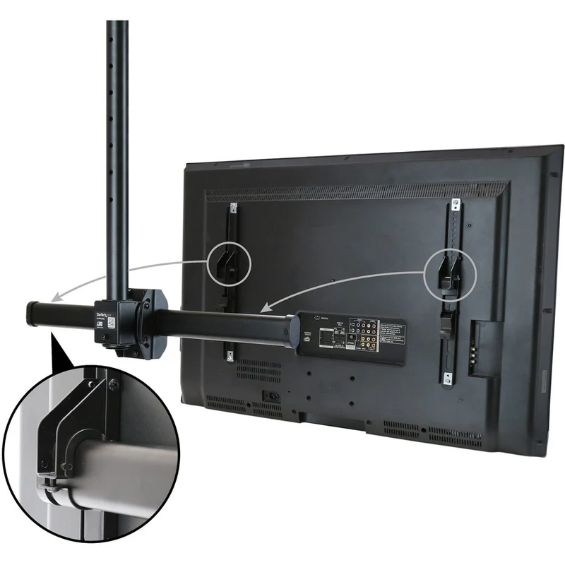 Support mural pour téléviseur au plafond StarTech.com - Poteau court de 1.8 à 3 pieds - Pour téléviseurs de 32 à 75 pouces avec une capacité de poids allant jusqu'à 110 lb (50 kg)